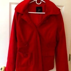 Red pea coat